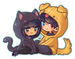black cat & golden retriever black cat & golden retriever